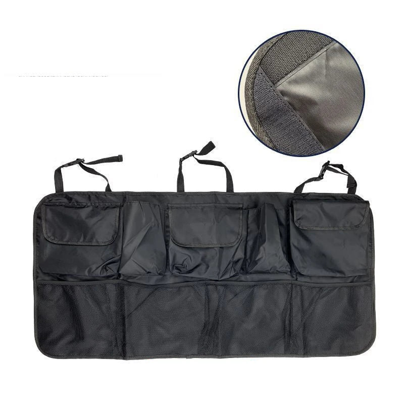 Premium car trunk organizer made of durable Oxford cloth with multiple compartments for organized storage