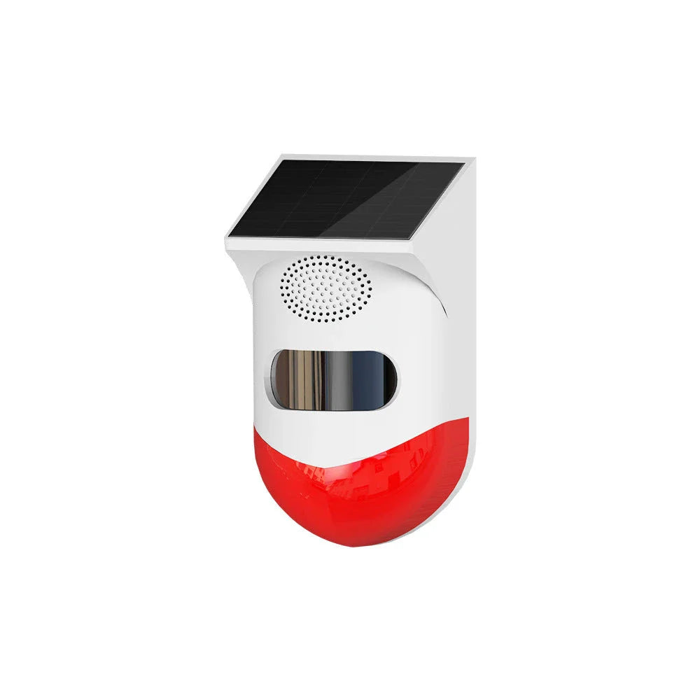 Solar-powered infrared motion-activated alarm with remote control for home and business security