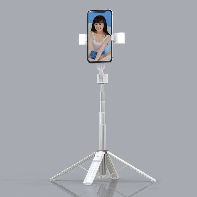 Quadrupod Double Fill Light Selfie Stick with adjustable length and Bluetooth 4.2