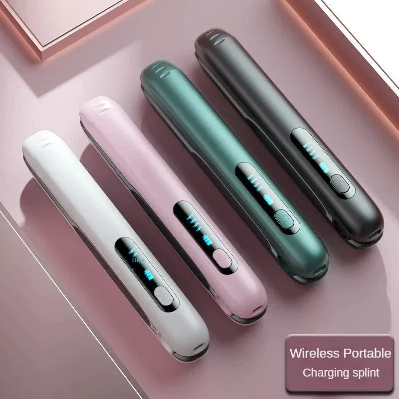 Cordless hair straightener and curler with adjustable temperature and long-lasting battery for on-the-go styling