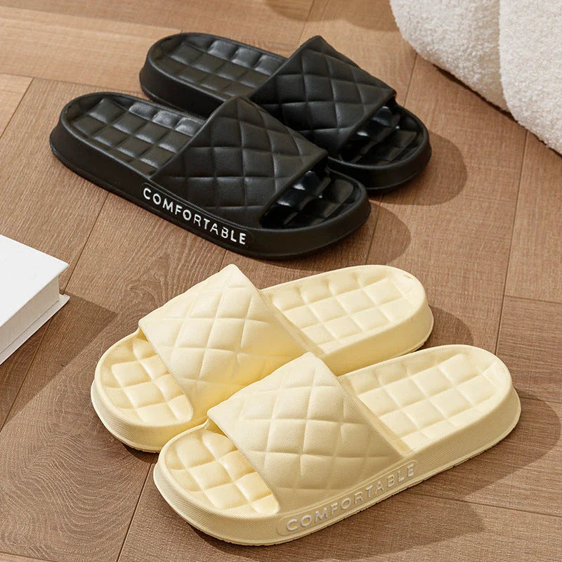 Cozy plaid indoor slippers with soft, silent, and waterproof EVA construction for comfortable all-day wear