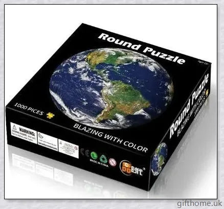1000 Piece Round Earth Jigsaw Puzzle made from premium quality wood with a stunning, detailed image of the world