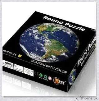 1000 Piece Round Earth Jigsaw Puzzle made from premium quality wood with a stunning, detailed image of the world