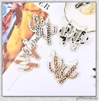 Cactus Tree Earrings in various colors, made of wood with a unique nature-inspired design