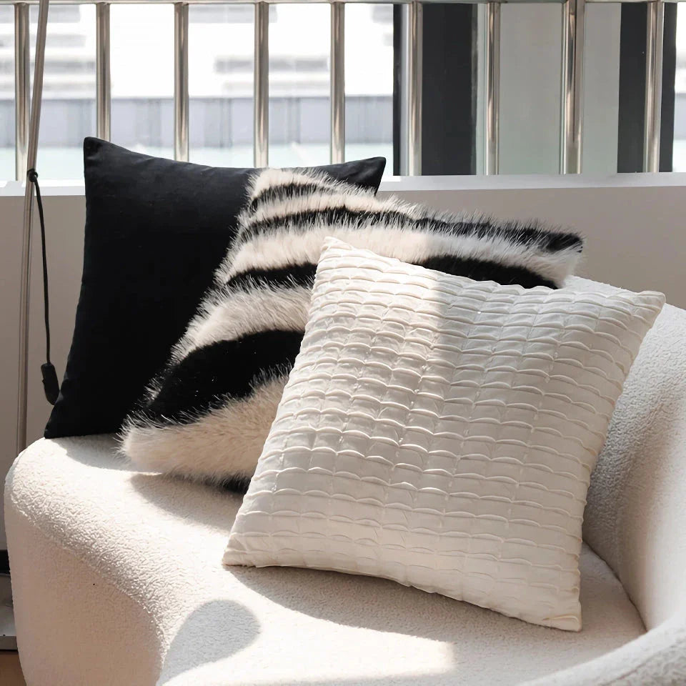 Italian Minimalist Black and White Cushion Cover - Soft, Durable and Eco-Friendly Luxury Pillowcase