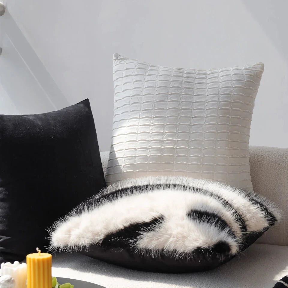 Italian Minimalist Black and White Cushion Cover - Soft, Durable and Eco-Friendly Luxury Pillowcase