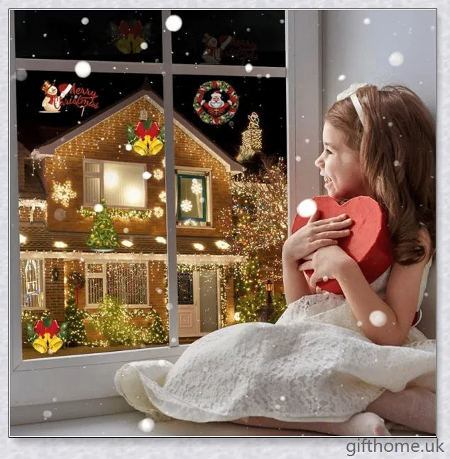 A black projector light with 12 interchangeable slide patterns that can be used for Christmas, Halloween, and other festive occasions.