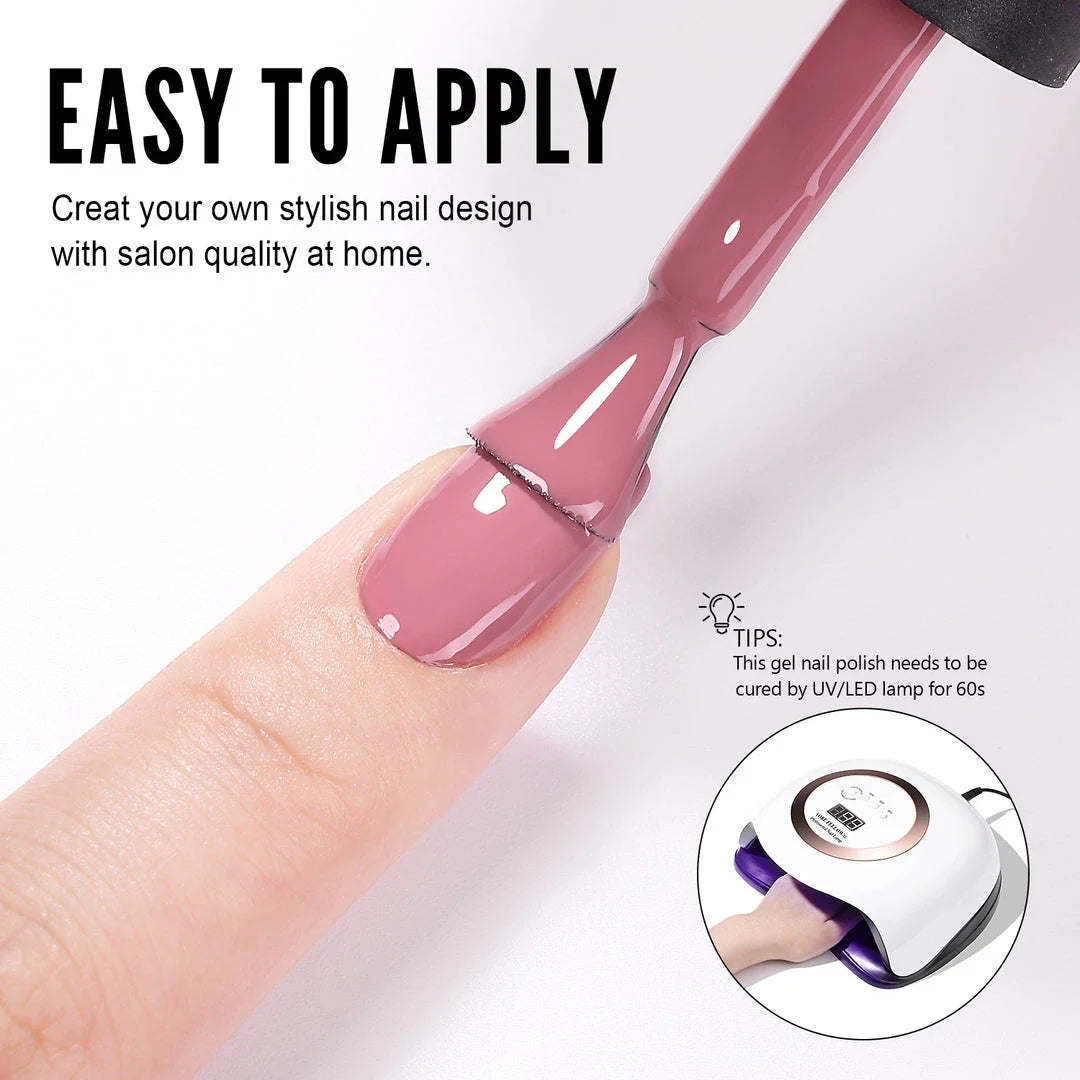 10ml Nude Colour Gel Nail Polish Set - Autumn Collection, featuring six beautiful nude shades for long-lasting, elegant manicures