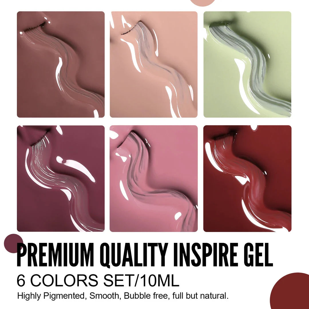 10ml Nude Colour Gel Nail Polish Set - Autumn Collection, featuring six beautiful nude shades for long-lasting, elegant manicures