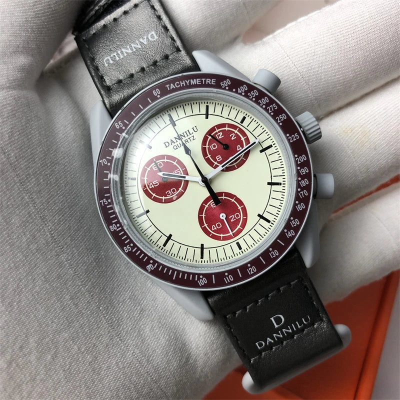 Sophisticated multi-function quartz watch with stylish textile strap, featuring a classic round dial and stainless steel clasp