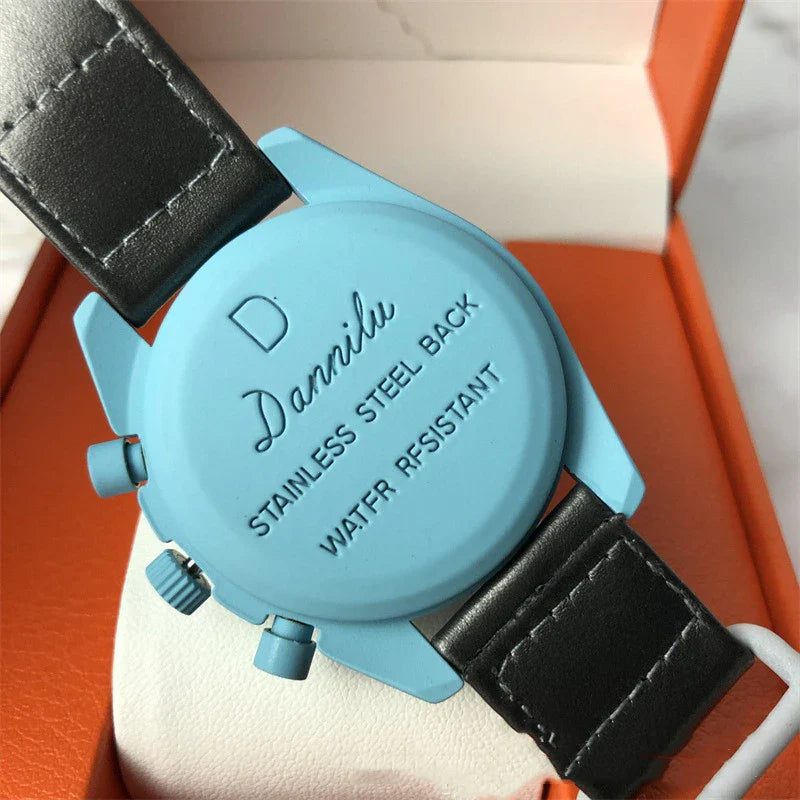 Sophisticated multi-function quartz watch with stylish textile strap, featuring a classic round dial and stainless steel clasp
