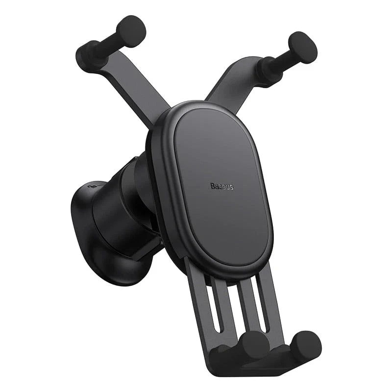 Gravity Auto-Restore Car Phone Holder with secure clamping, wireless charging, and adjustable viewing angles for safe and convenient in-car phone use