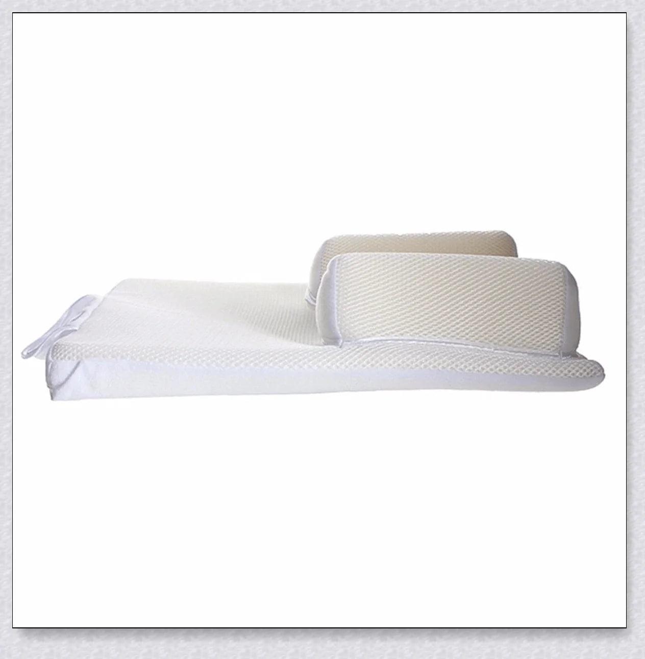 Newborn Baby Sleep Fixed Position & Anti Roll Pillow with air vent bumpers and mesh fabric for comfort and breathability