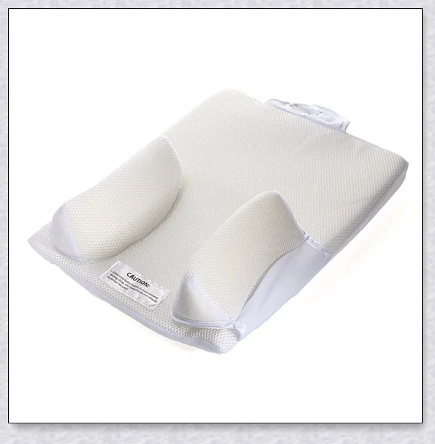 Newborn Baby Sleep Fixed Position & Anti Roll Pillow with air vent bumpers and mesh fabric for comfort and breathability