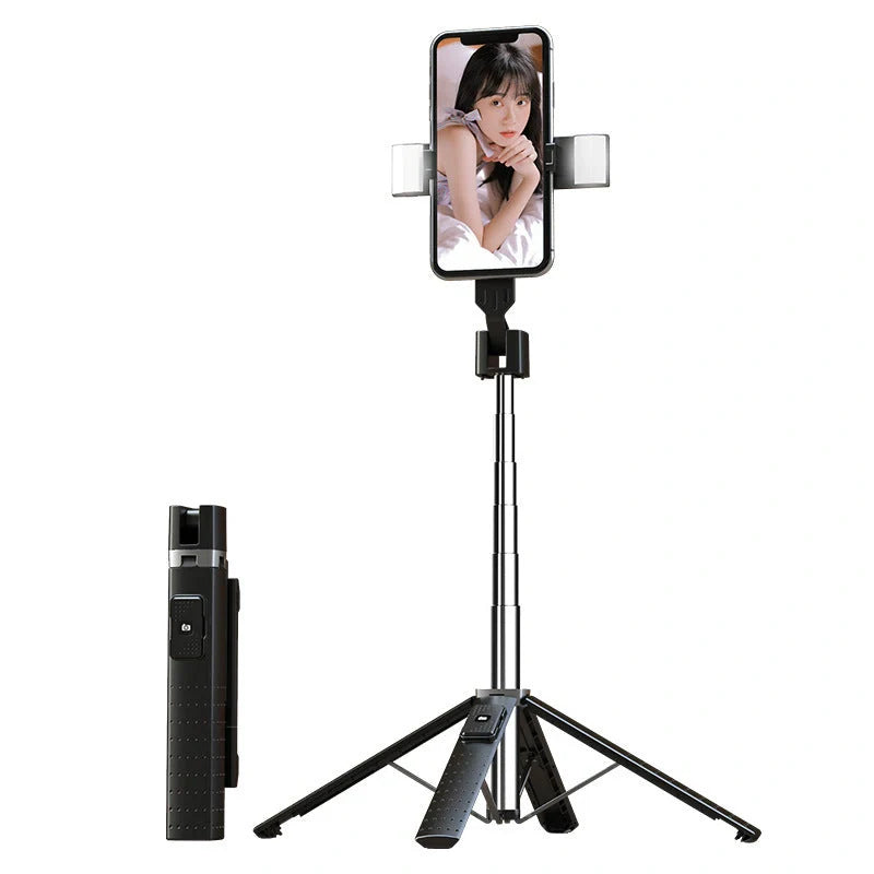 Quadrupod Double Fill Light Selfie Stick with adjustable length and Bluetooth 4.2