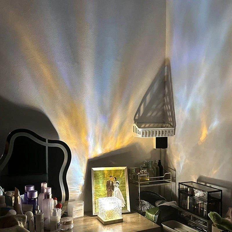Illuminating Ambiance Lamp with rotating water ripple projection, 16 color options, and remote control for customizable home decor