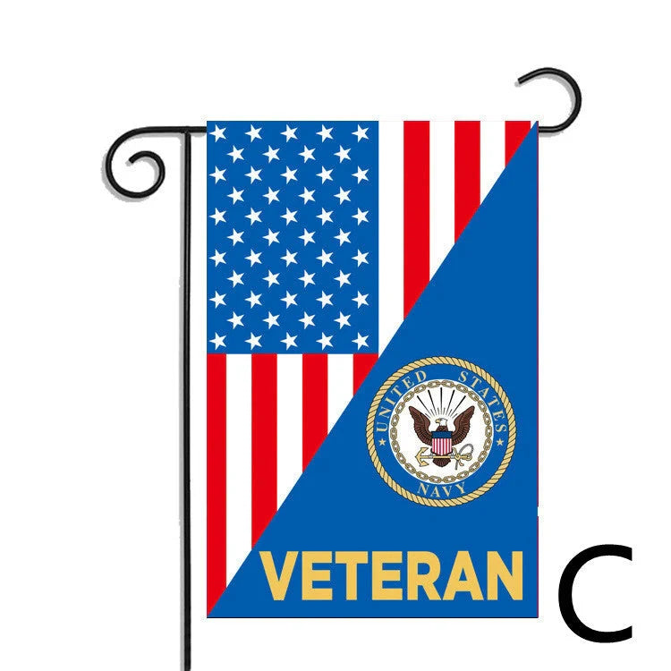 Patriotic polyester garden flag with American flag design, a tribute to British Veterans