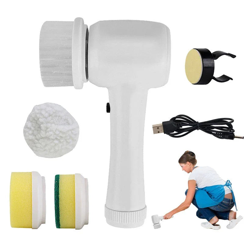 Cordless Electric Cleaning Scrubber Brush with 4 Interchangeable Brush Heads for Powerful, Versatile Cleaning on All Surfaces