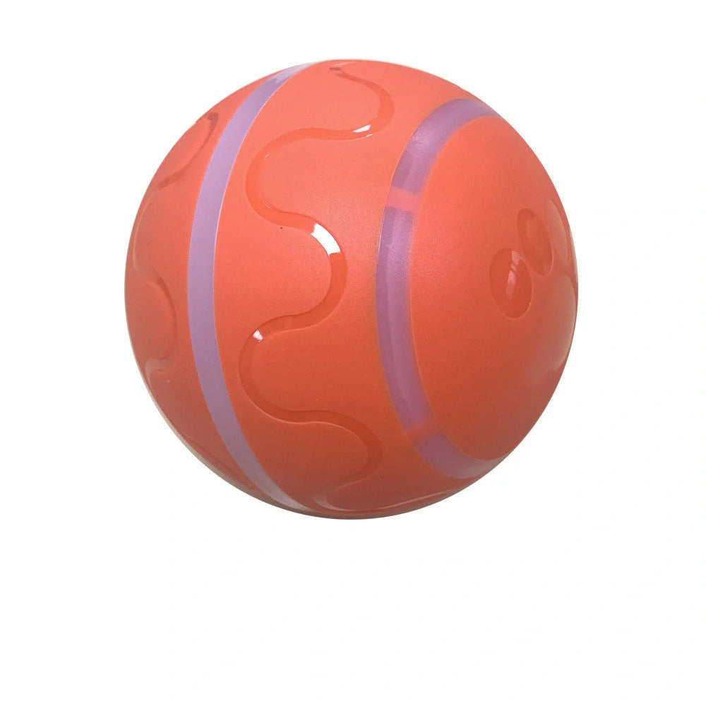 Automatic rotating cat toy in orange, yellow, and pink with USB charging
