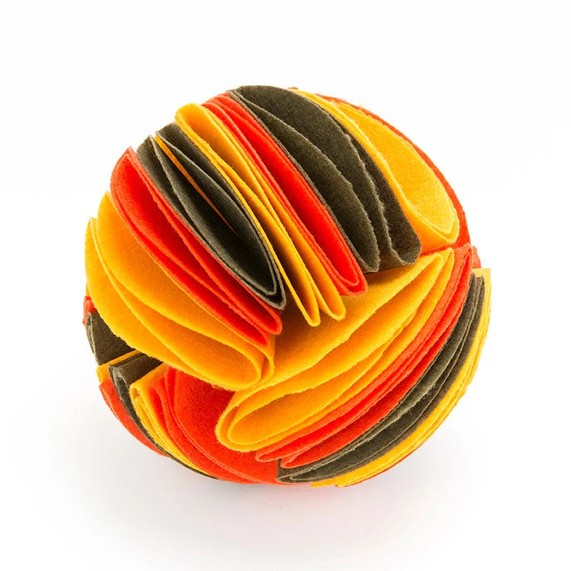 Foldable Dog Snuffle Ball in various colours for pet training and feeding