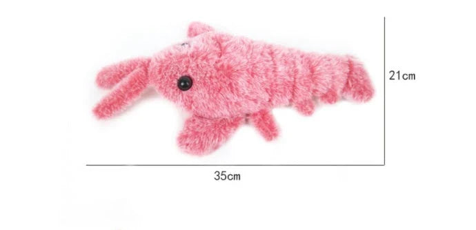 USB-rechargeable jumping lobster plush toy for cats with three tail-swinging modes and durable design