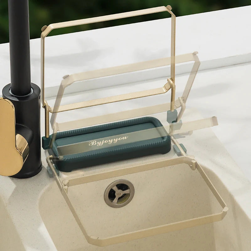 Foldable sink filter rack with disposable mesh bags for kitchen waste management