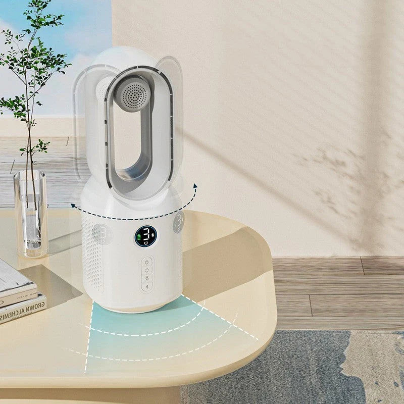 3-in-1 Bladeless Fan with Bluetooth Speaker and LED Night Light for Home Decoration