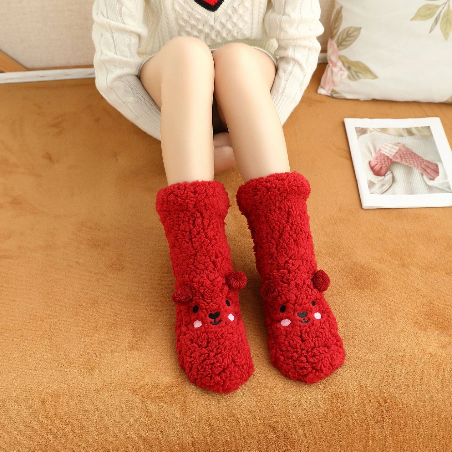 Cozy winter socks with soft, plush coral fleece lining for maximum comfort and warmth