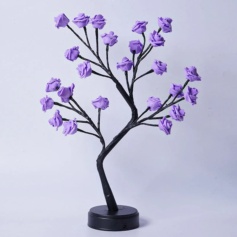 Enchanting 3D rose blossom USB desk lamp in various color options, creating a dreamy, romantic ambiance