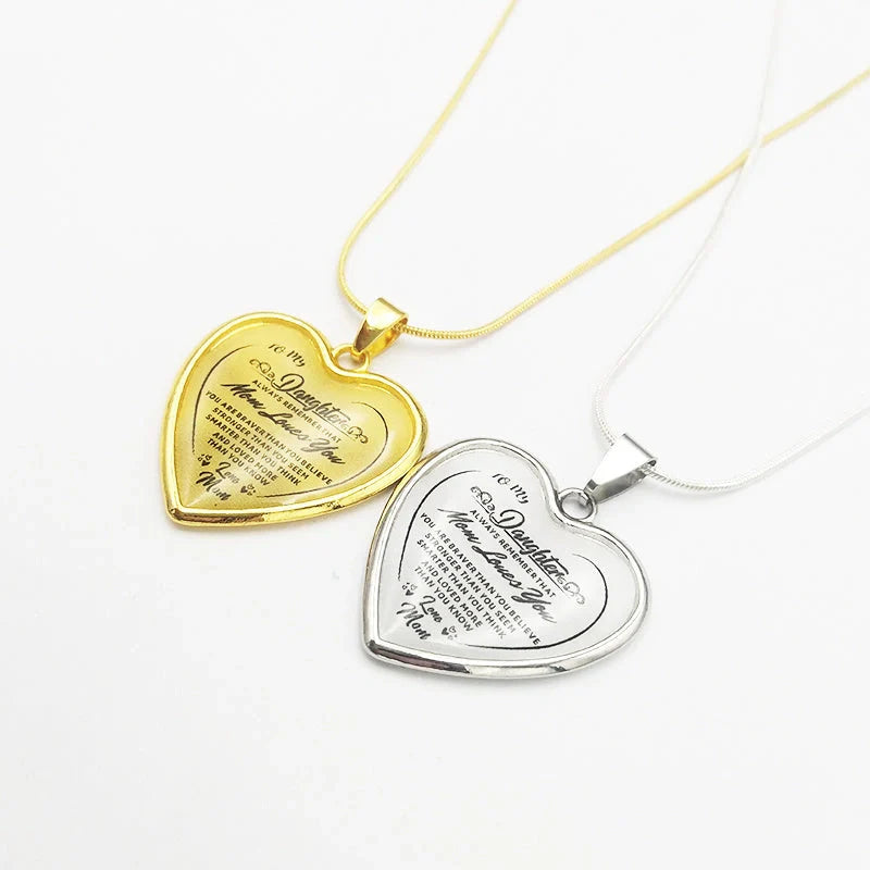 Heart epoxy necklace with adjustable snake chain in gold and silver