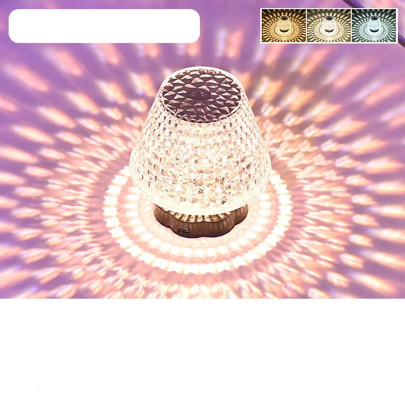 Diamond crystal table lamp with USB touch sensor and dimmable LED light