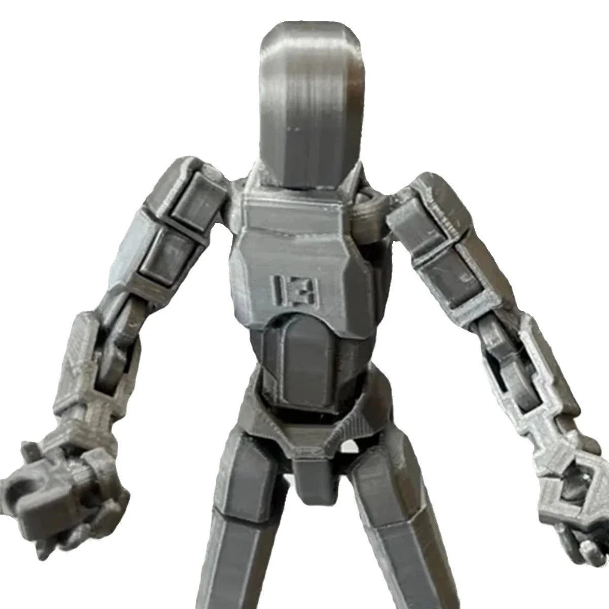 Poseable 3D-printed transforming robot action figure toy in various bright colors