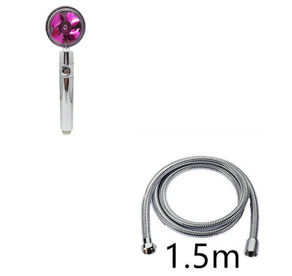 A high-pressure shower head with a stop button, cotton filter, and powerful water pressure for a luxurious bathing experience.