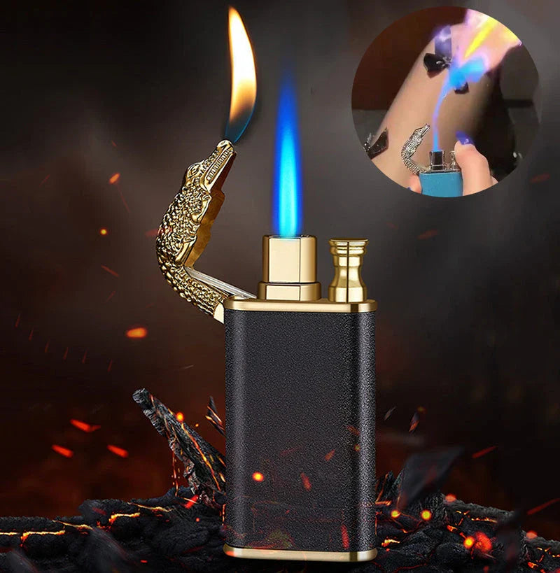 Versatile double flame lighter with a sleek and stylish design, perfect for outdoor adventures, grilling, and cigar lighting.