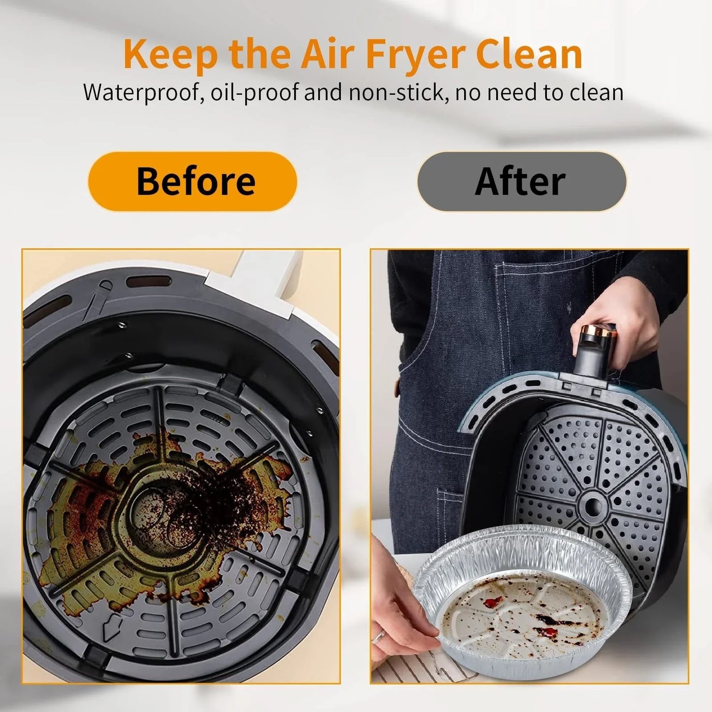 Premium disposable aluminum foil liners for air fryers, ovens, and grills - durable, non-stick, and easy to clean