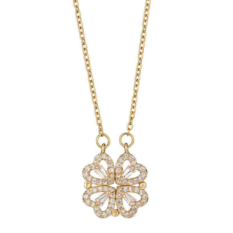 Exquisite four-leaf clover titanium steel necklace with elegant charm and non-fading luster