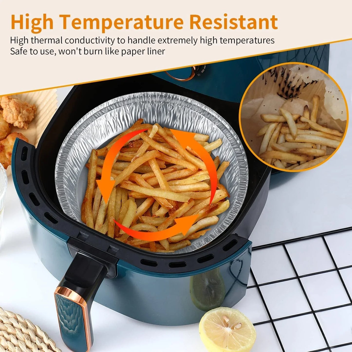 Premium disposable aluminum foil liners for air fryers, ovens, and grills - durable, non-stick, and easy to clean