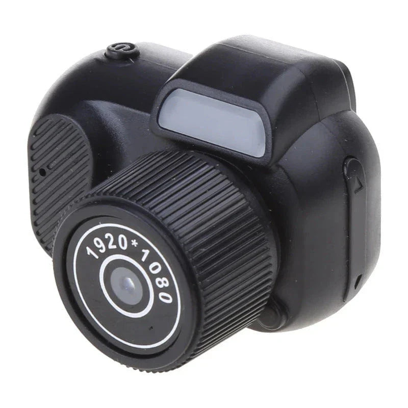 Compact 1080p HD mini camera with touchscreen display for capturing photos and videos on the go