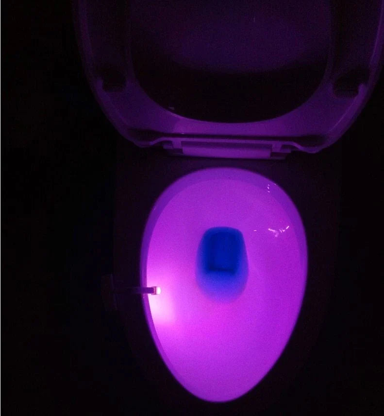 Toilet Induction LED Night Light with motion sensor, 8 colour options, and automatic on/off function for a hands-free, hygienic bathroom experience.