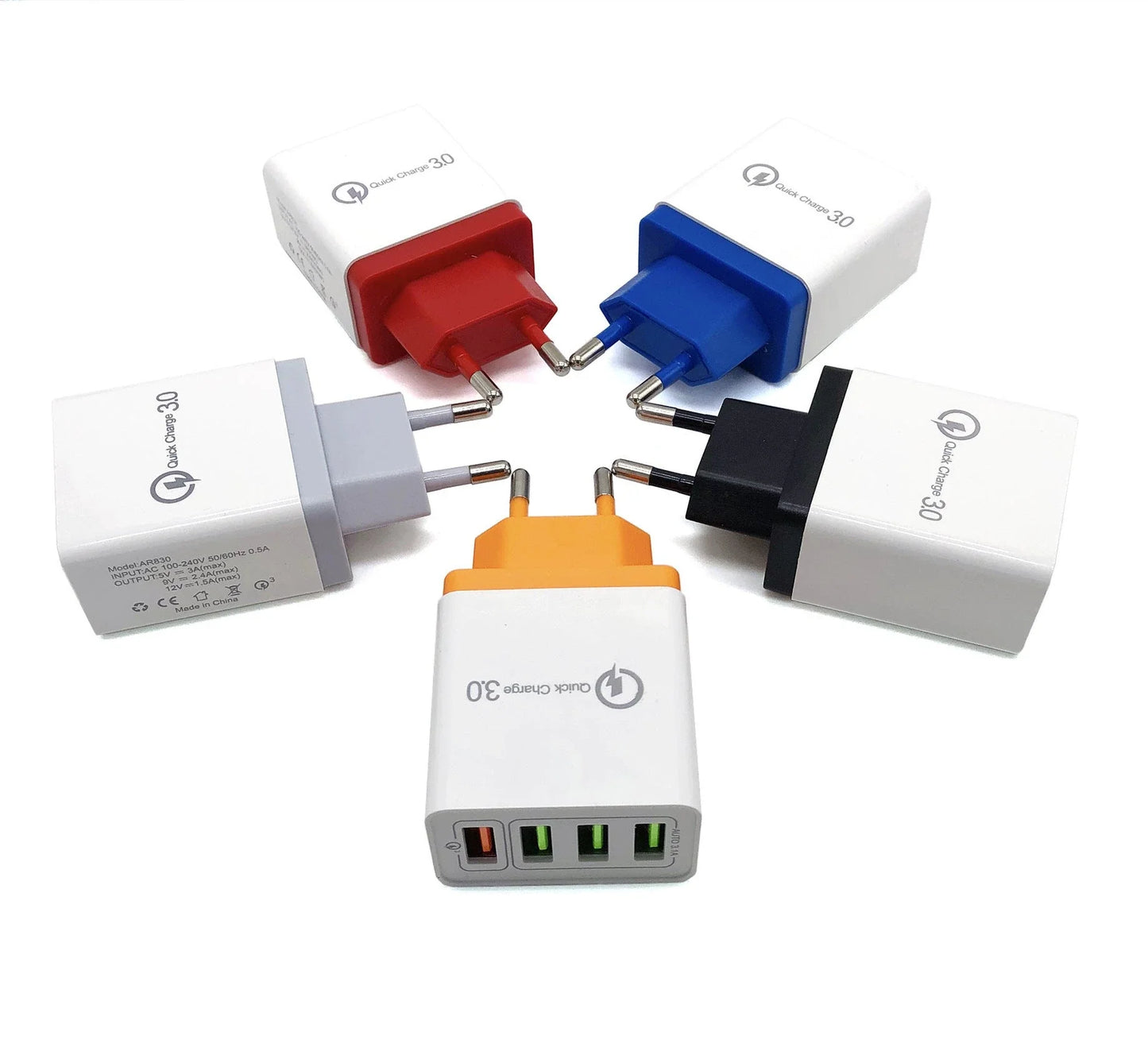 4-Port High-Speed USB Wall Charger with Quick Charge 3.0 Technology for Simultaneous Charging of Multiple Devices