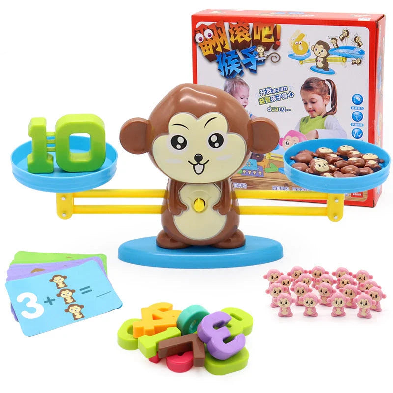 Engaging early learning math balance toys for preschool children featuring colorful animal designs