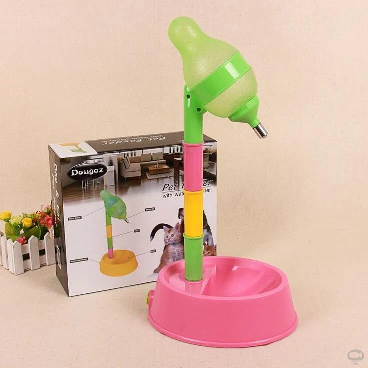 Adjustable Pet Water Dispenser with Elevated Stand - Premium Food-Grade Plastic Design for Cats and Dogs