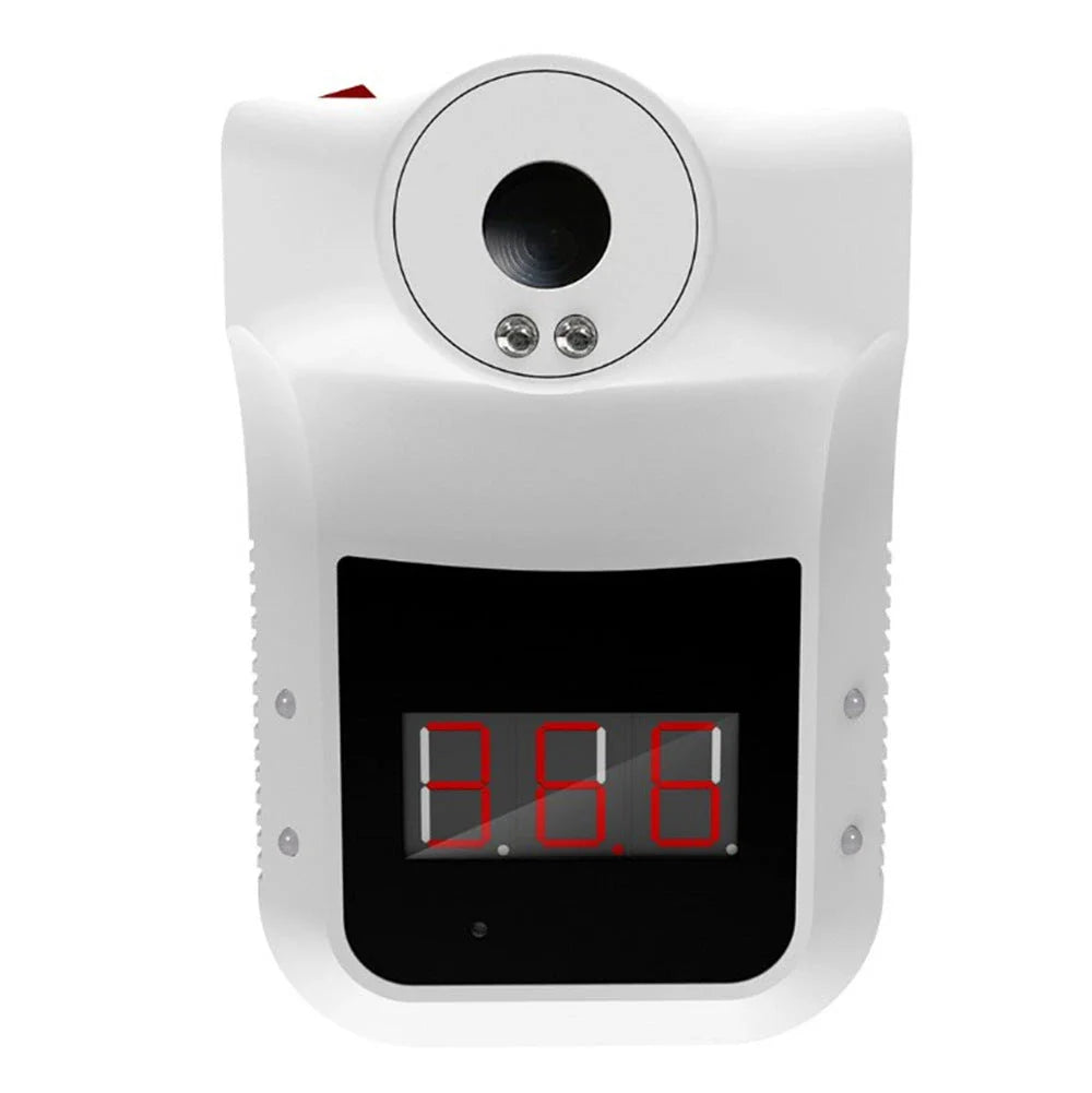 Wall-mounted contactless infrared thermometer with temperature display and fever warning