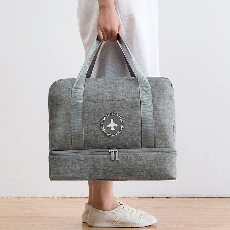 Premium waterproof polyester shoe storage bag with laminated zipper pocket and breathable design for travel and various occasions