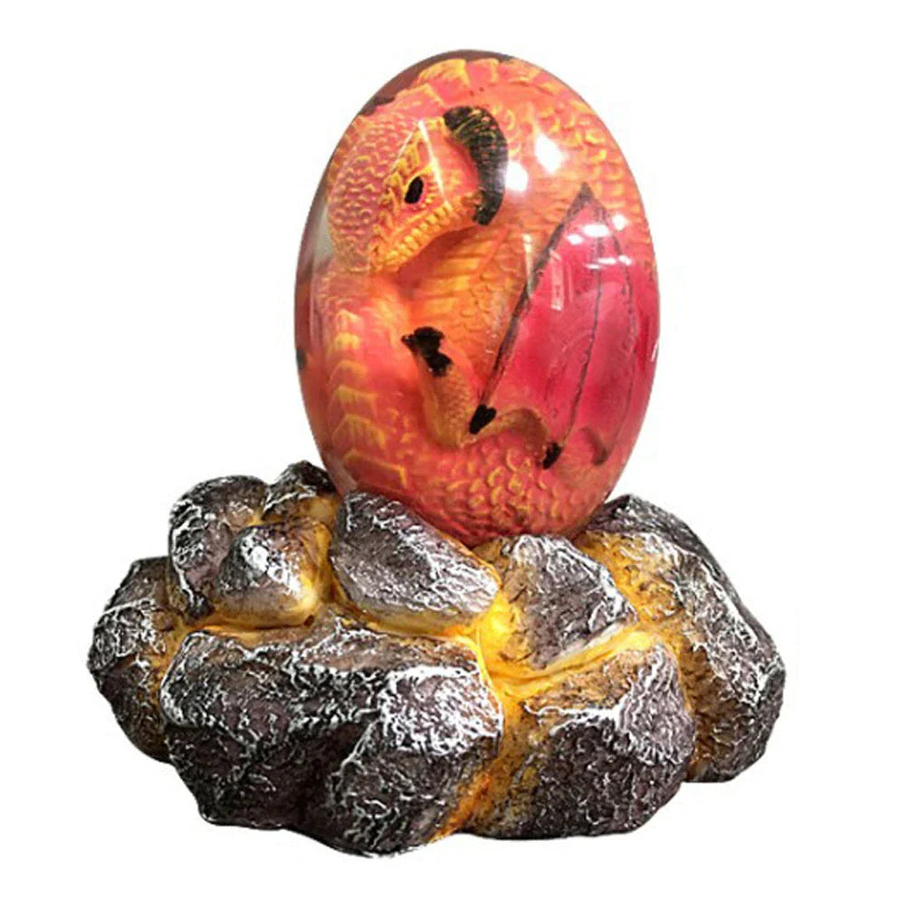 A crystal-clear resin dragon egg decor with a realistic 'lava dragon' design, perfect for fantasy and fossil enthusiasts.