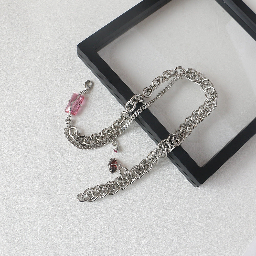 Elegant adjustable copper opal necklace in peach pollen zircon and peach blossom opal colour options