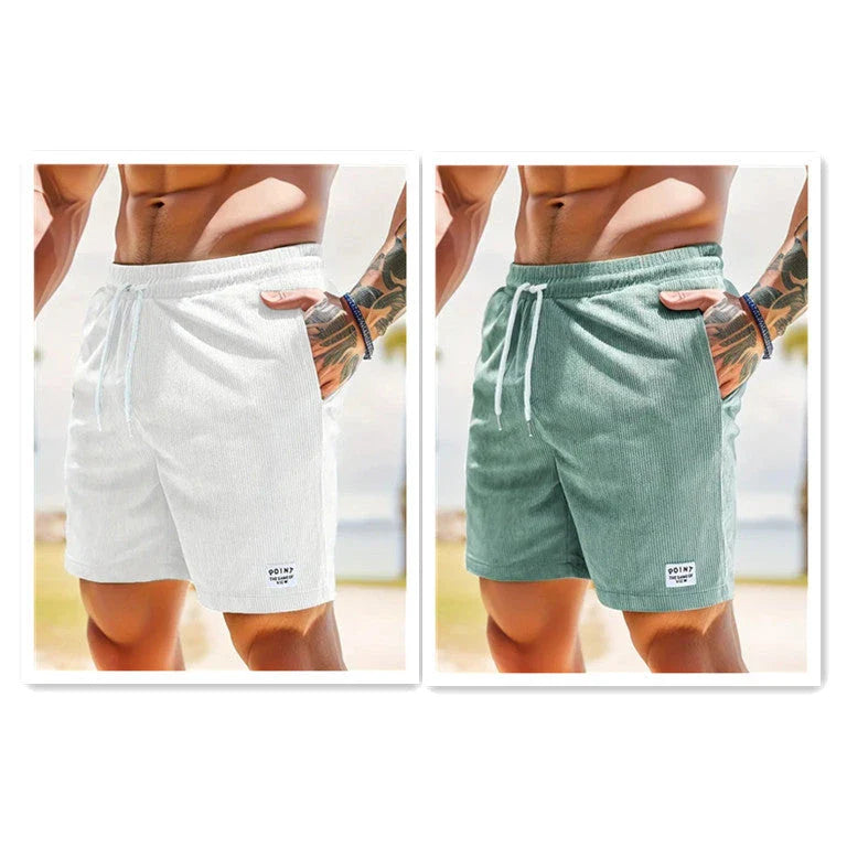 Comfortable and stylish corduroy drawstring shorts in various colors for summer wear