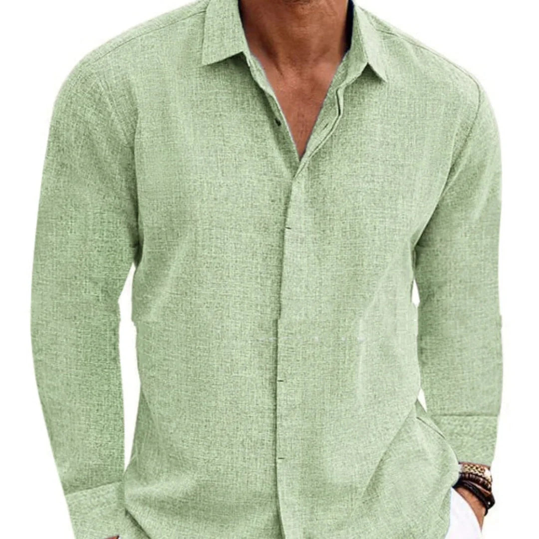 Men's American Retro Long Sleeve T-shirt in various solid colours