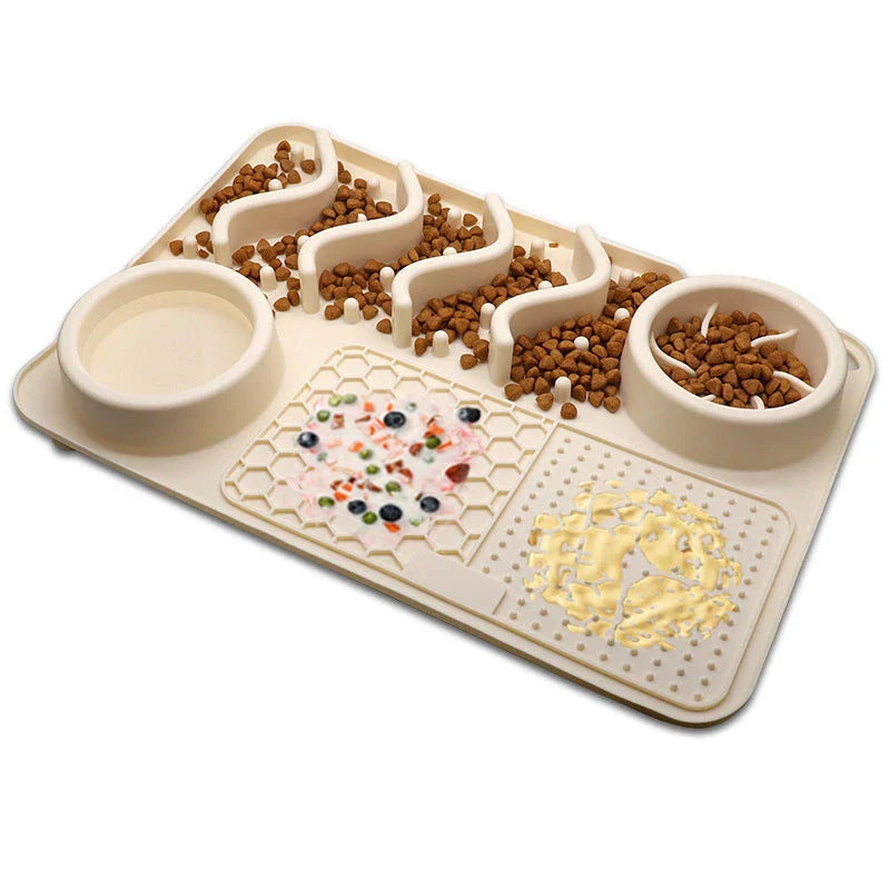 Multifunctional slow feeder silicone licking mat for dogs, available in various colors and sizes to promote healthier eating habits and dental care.