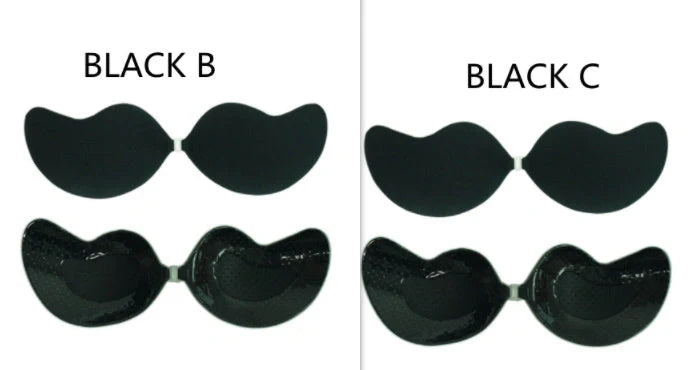 Lala Goddess Mango Cup deep V invisible bra in black and flesh colors